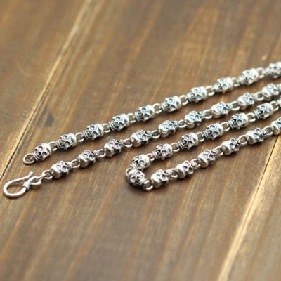 Men's Sterling Silver Skulls Chain 20”-22”
