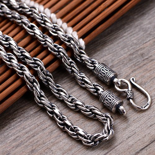 5 mm Men's Sterling Silver Rope Chain 20”-22”