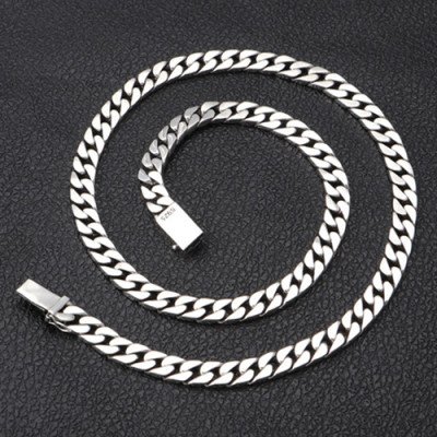 8 mm Men's Sterling Silver Curb Chain 22”-26”