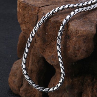 3mm Men's Sterling Silver Six True Words Mantra Snake Chain 20”-28”