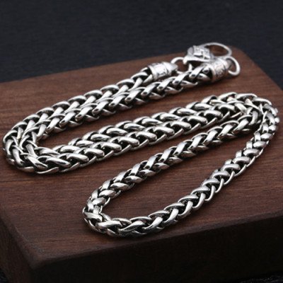 5 mm Men's Sterling Silver Six True Words Mantra Braided Chain 20"-30"