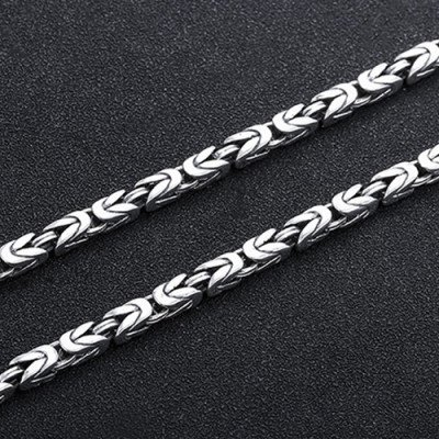 4.5 mm Men's Sterling Silver Pestle Clasp Byzantine Chain 20"-26"