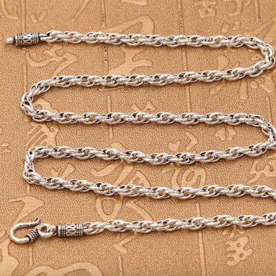 4 mm Men's Sterling Silver Rope Chain 20”-28”