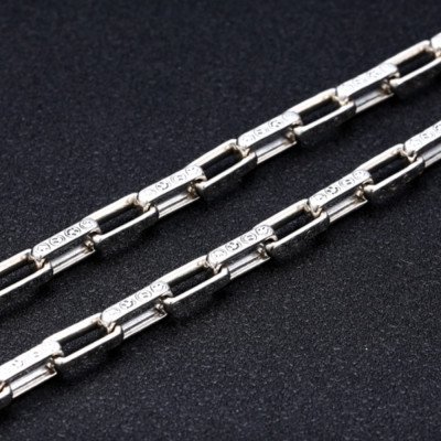 8 mm Men's Sterling Silver Smiley Rectangle Link Chain 18”-24”