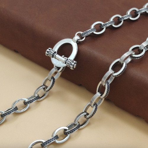 7 mm Men's Sterling Silver Oval Link Chain 20”