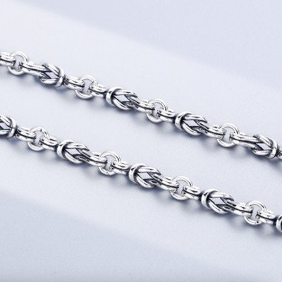 5 mm Men's Sterling Silver Knot Link Chain 20”-26"