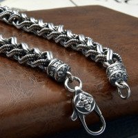 7 mm Men's Sterling Silver Vajra Clasp Braided Chain 20”-26"