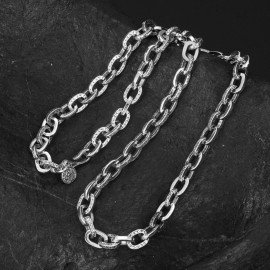 8 mm Men's Sterling Silver Ivy Pattern Oval Link Chain 20"-28"