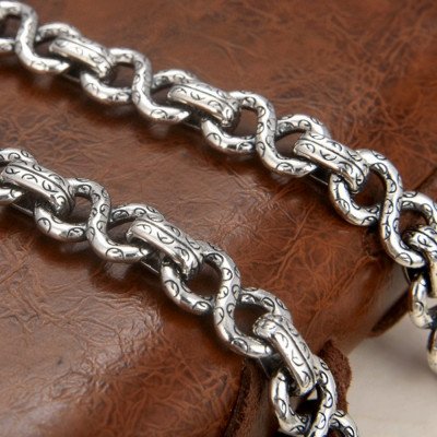 Men's Sterling Silver Ivy Pattern Link Chain 22"
