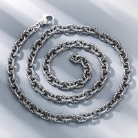 6 mm Men's Sterling Silver Hammered Anchor Link Chain 20"-26"