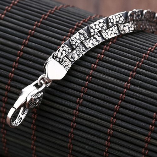 Men's Sterling Silver Craters Pattern Flat Chain