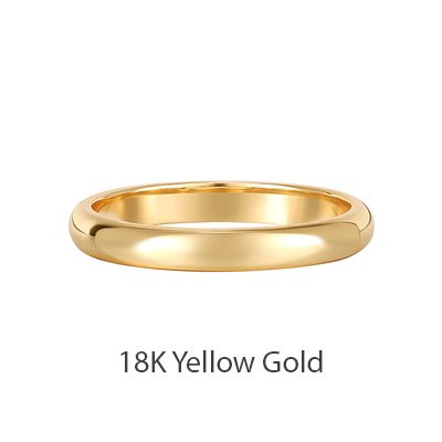 18K Gold Dome Ring | Classic Wedding Band for Men and Women | Extra Slim