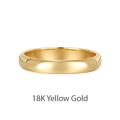 18K Gold Dome Ring | Classic Wedding Band for Men and Women | Medium