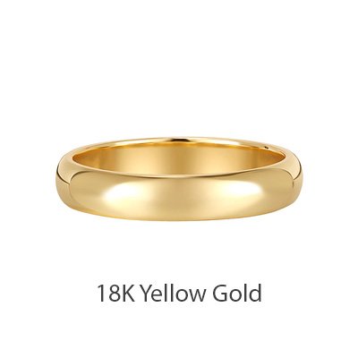 18K Gold Dome Ring | Classic Wedding Band for Men and Women | Large