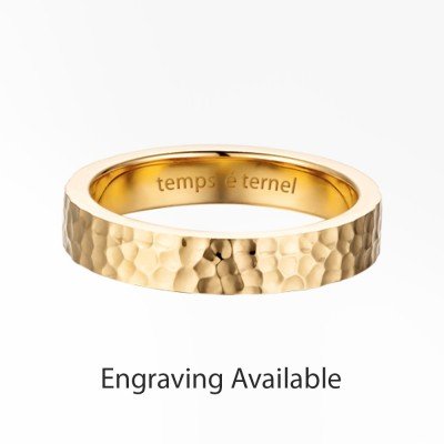 18K Gold Hammered Band Ring | Slim Wedding Ring
