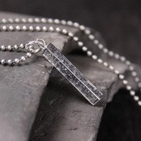 Men's Sterling Silver Six Word Proverbs Square Bar Necklace