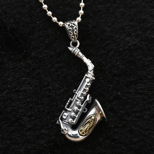 Men's Sterling Silver Virgin Mary Saxophone Necklace