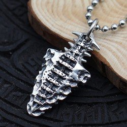 Men's Sterling Silver Ancient Spearhead Necklace with Sterling Silver Bead Chain 18”-30”