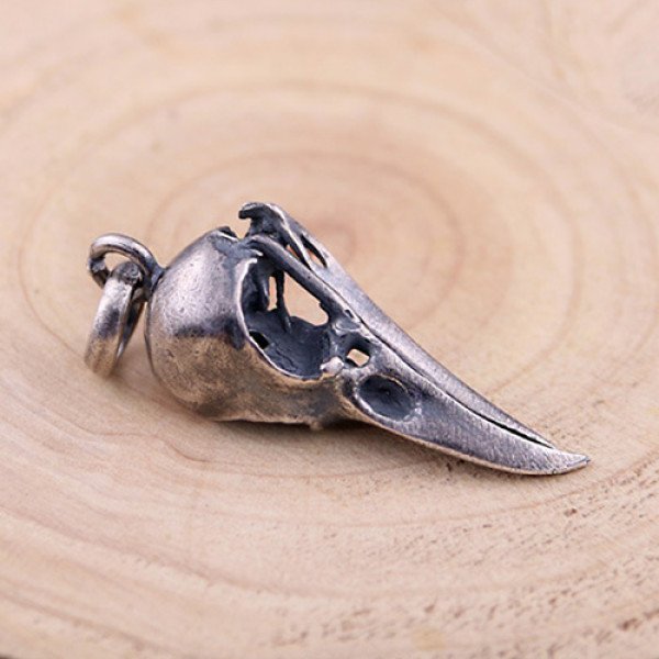 Men's Sterling Silver Raven Skull Necklace - Jewelry1000.com