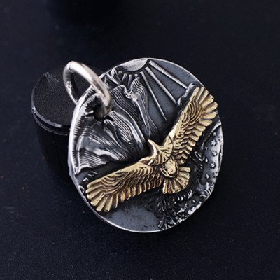 Men's Fine Silver Eagle Tag Necklace