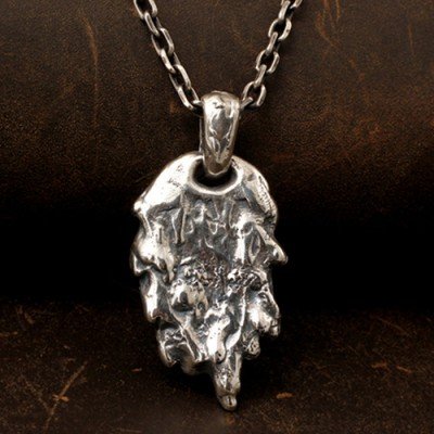 Men's Sterling Silver Purgatory Skulls Necklace with Sterling Silver Anchor Link Chain 18”-30”