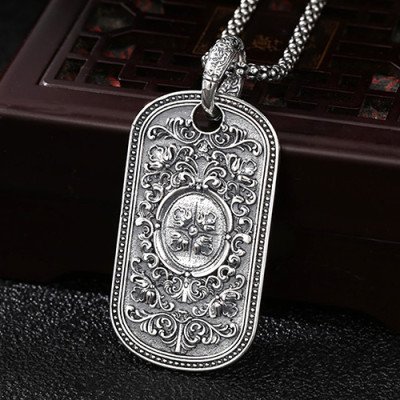 Men's Sterling Silver Lion Tag Necklace