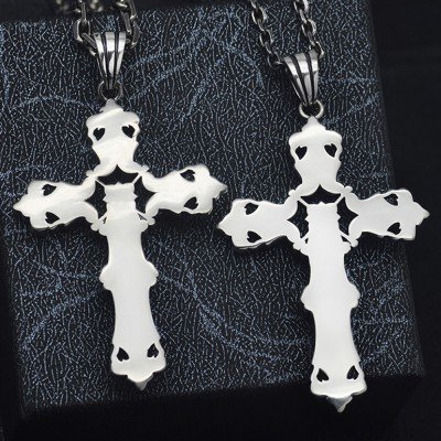 Men's Sterling Silver Crucifix Necklace with Sterling Silver Anchor Link Chain 18”-30”