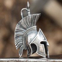 Men's Fine Silver Spartan Mask Necklace