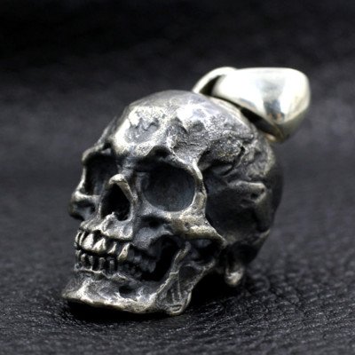 Men's Sterling Silver Skull Pendant Necklace