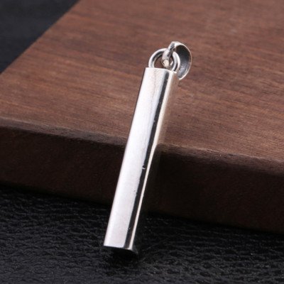 Men's Sterling Silver Plain Square Bar Pendant Necklace with Sterling Silver Wheat Chain 18”-30”