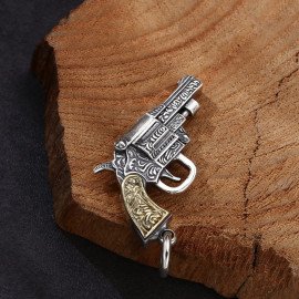 Men's Sterling Silver Gun Pendant Necklace