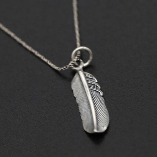 Sterling Silver Tiny Feather Pendant Necklace with Sterling Silver Rope Chain 16"-20"