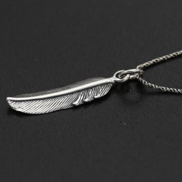 Sterling Silver Tiny Feather Pendant Necklace - Jewelry1000.com