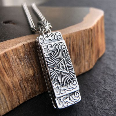 Sterling Silver All-Seeing Eye Harmonica Necklace