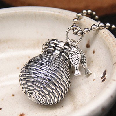 Sterling Silver Fish Basket Necklace