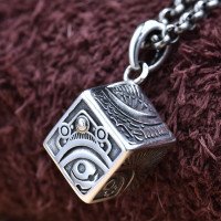 Sterling Silver Eye of Horus Dice Necklace