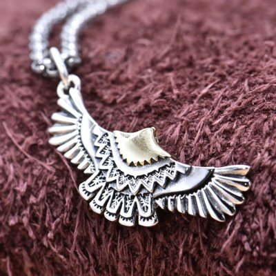 Sterling Silver Flying Eagle Pendant Necklace