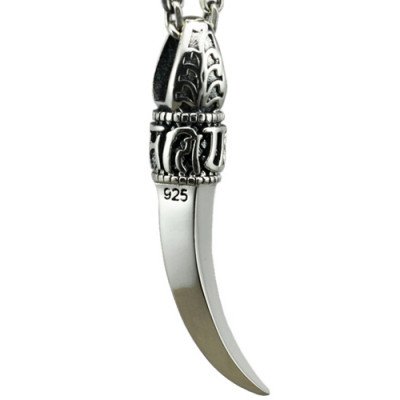 Men's Sterling Silver Wolf Tooth Pendant Necklace