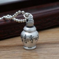 Men's Fine Silver Six Word Proverbs Bottle Necklace