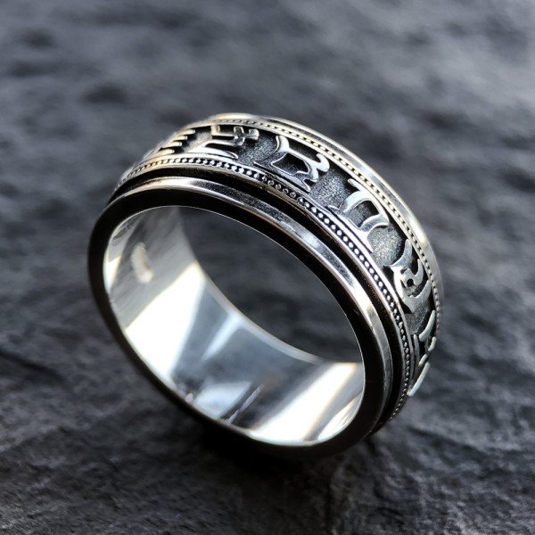 deed het versieren Geleerde Men's Sterling Silver Six True Words Mantra Spinner Ring - Jewelry1000.com