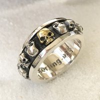 Men's Sterling Silver Skulls Spinner Ring