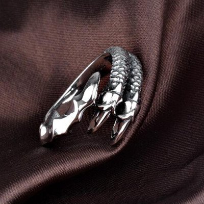 Men's Sterling Silver Dragon Claw Wrap Ring