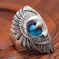 Men's Sterling Silver Turquoise Eagle Ring
