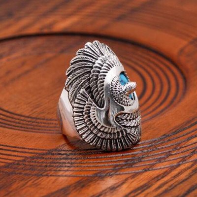 Men's Sterling Silver Turquoise Eagle Ring