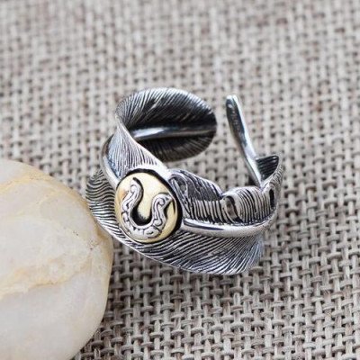 Men's Sterling Silver Feather Wrap Ring