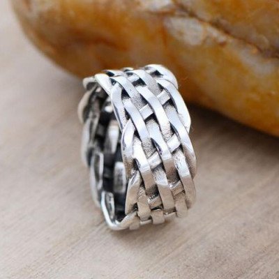 Men's Sterling Silver Braided Band Ring