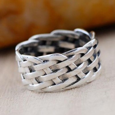 Men's Sterling Silver Braided Band Ring