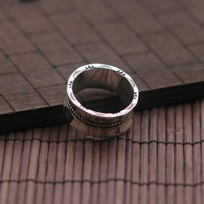 Men's Sterling Silver Rope Pattern Band Ring