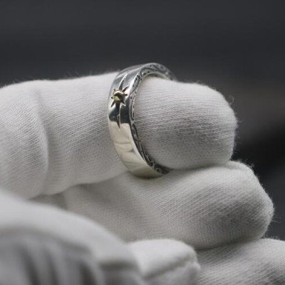 Men's Sterling Silver Sun Rays Band Ring