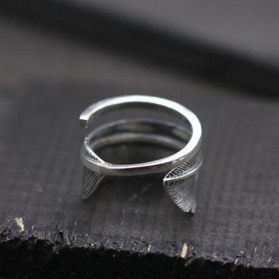 Men's Sterling Silver Feather Wrap Ring